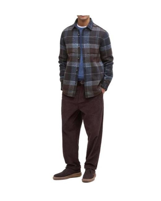 Barbour Gray Checked Long-Sleeved Overshirt for men