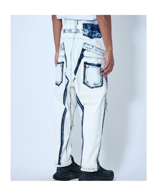 Junya Watanabe Blue Panelled Deconstructed Jeans for men