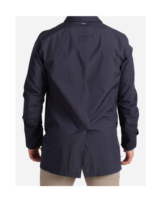 Herno Blue Straight Hem Buttoned Coat for men