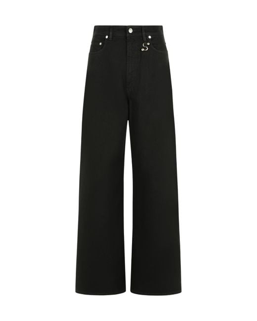 Sportmax Black Siamese Logo-Patch Wide-Leg Jeans