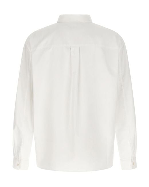 Marni White Logo Embroidered Buttoned Shirt for men