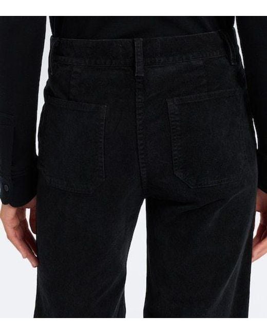 Nili Lotan Black Florence Corduroy Wide-Leg Pants