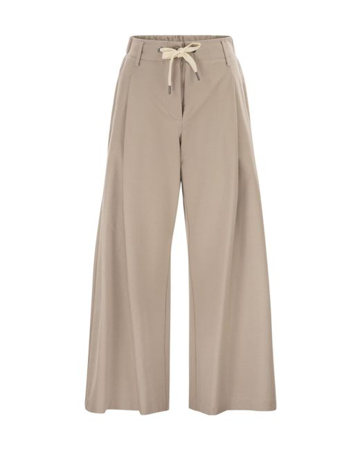 Brunello Cucinelli Natural Drawstring Straight-Leg Trousers