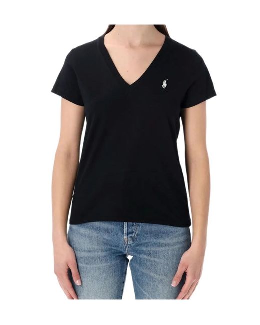 Polo Ralph Lauren Black Logo Embroidered V-Neck T-Shirt
