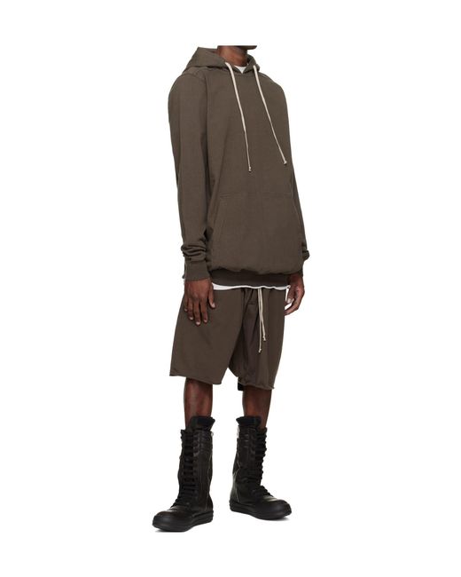 Rick Owens Brown Temple Long-Sleeved Hoodie for men