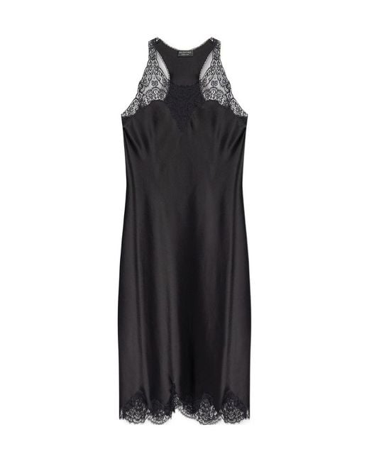 Balenciaga Black Lace Trimmed Sleeveless Dress