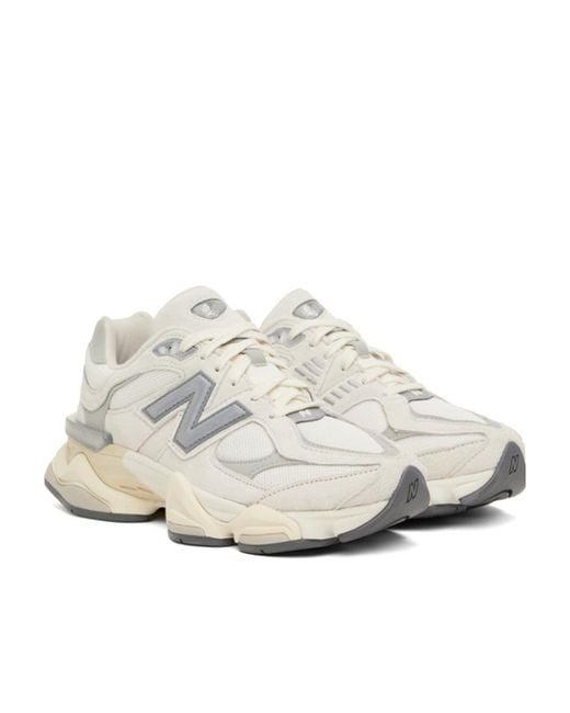 New Balance White 9060 Lace-Up Sneakers for men