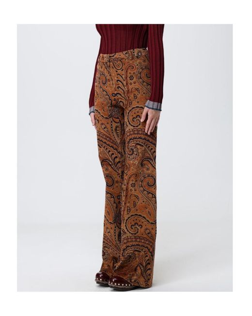 Etro Brown Casual Pants With Belt Loops