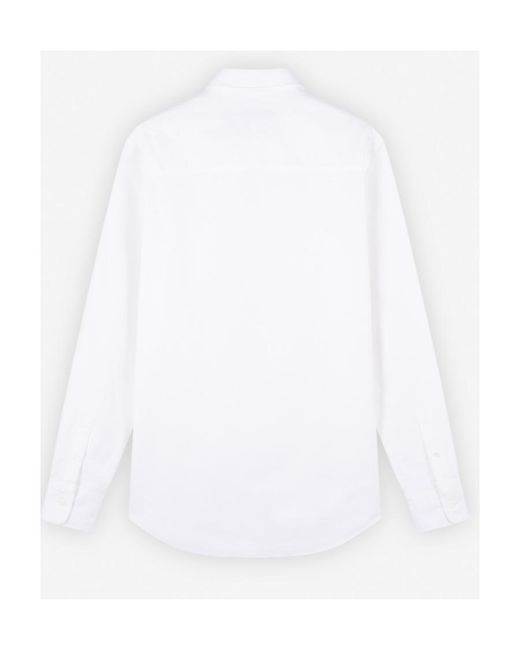 Maison Kitsuné White Maison Kitsuné Fox Patch Curved Hem Shirt for men