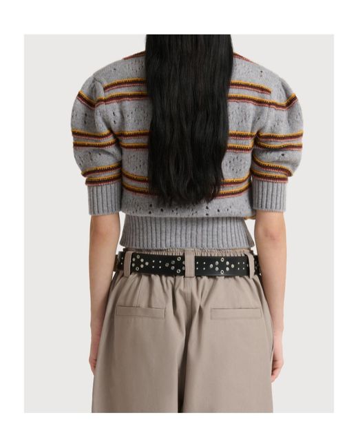 Marni Gray Openwork Knit Jumper