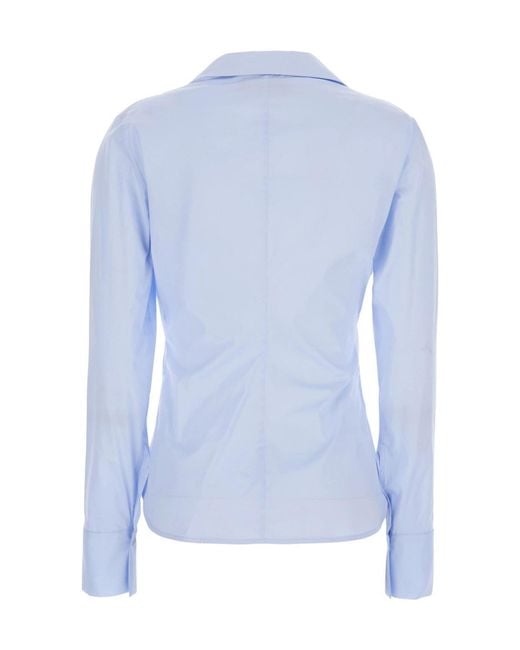 Semicouture Blue Semi Couture V-Neck Long-Sleeve Top