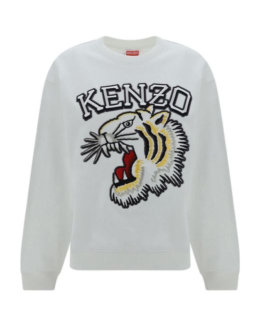KENZO Gray Logo Embroidered Crewneck Sweatshirt