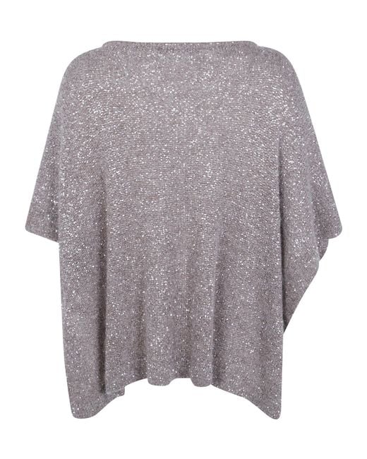 D.exterior Gray Crystal-Embellished Knit Top