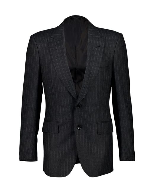 Tom Ford Black Pinstripe Single-Breasted Blazer for men