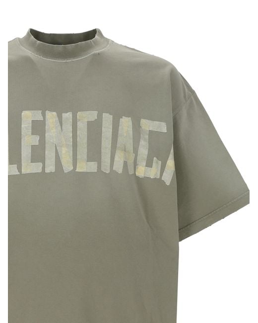 Balenciaga Green Logo Printed Crewneck T-Shirt for men