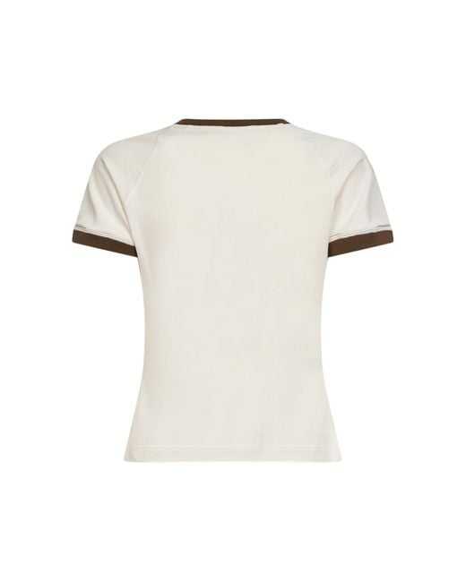 Moncler Natural Logo Embroidered Crewneck T-Shirt