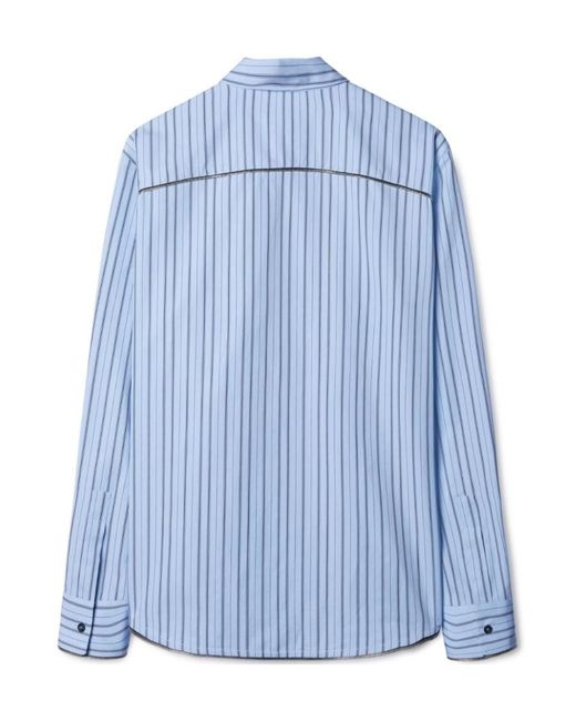 Off-White c/o Virgil Abloh Blue Striped Curved Hem Shirt for men