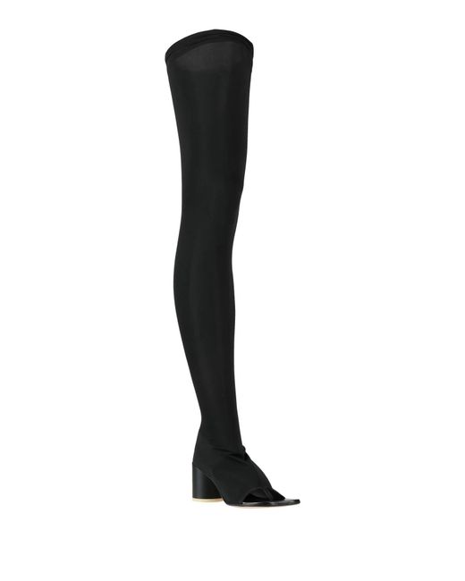 MM6 by Maison Margiela Black Solid Color Leather High Boots