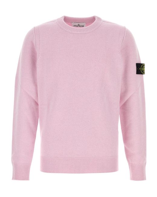 Stone Island Pink Crew-Neck Sweater for men