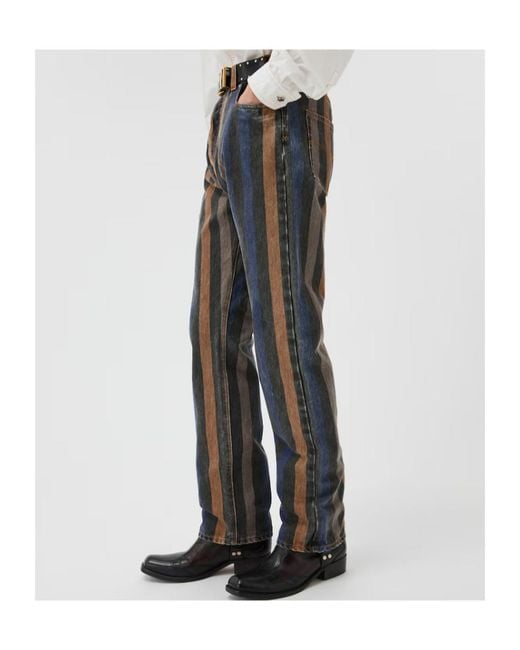 Versace Gray Striped Straight Jeans for men