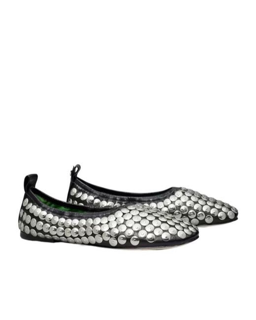 Tory Burch Black Studded Ballets