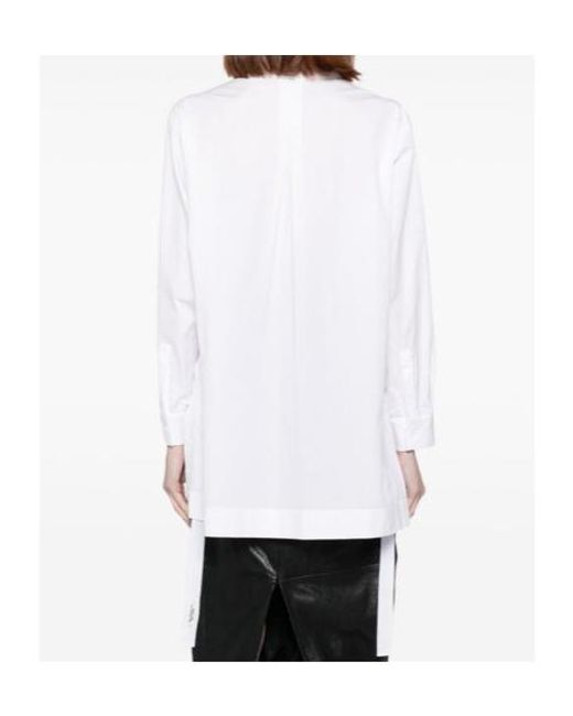 Yohji Yamamoto White Waist-Gathered Shirt