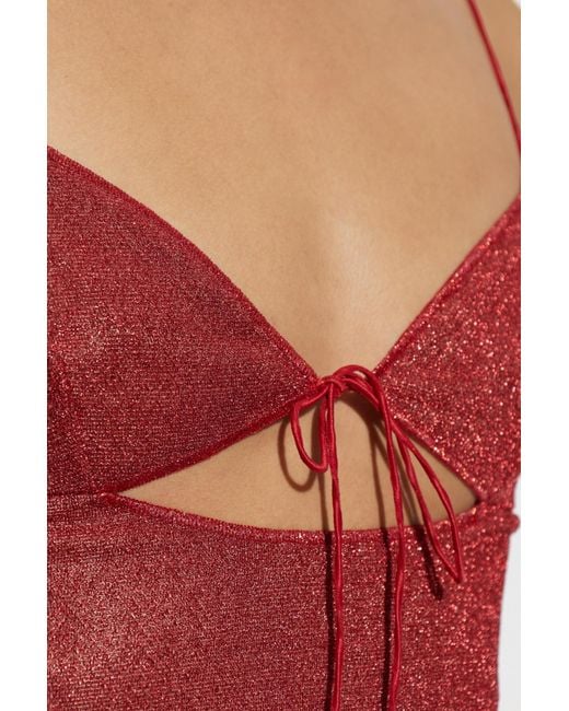 Oseree Red Suspender Dress