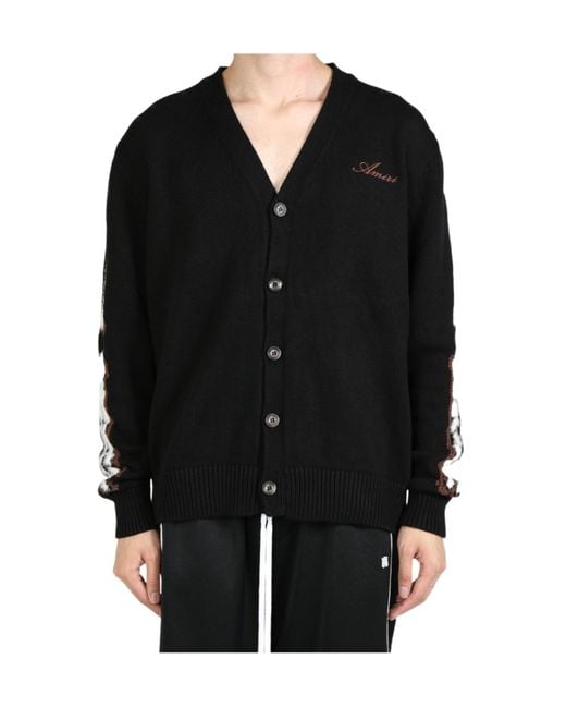 Amiri Black Leopard Bones Knitted Cardigan for men