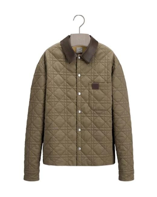 Dior Green Cannage Overshirt With Leather Patch for men