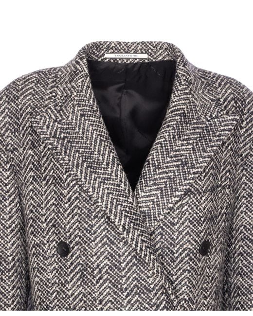 Tagliatore Gray Double-Breasted Tailored Coat