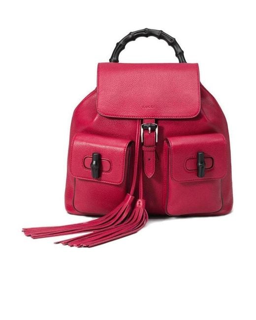 Gucci Red Grain Logo Backpack