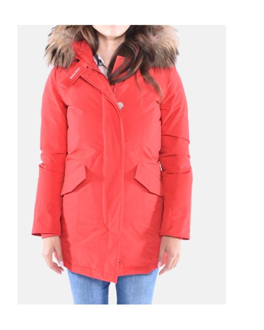 Woolrich Red Hooded Down Parka
