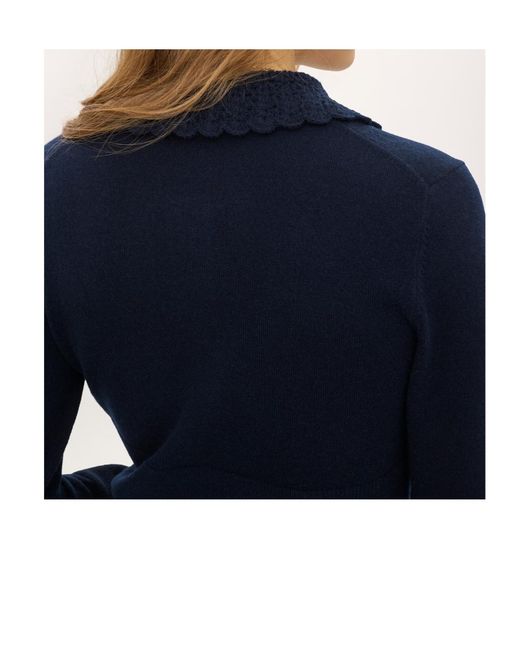 Chloé Blue Chloé Crocheted Collar Button-Up Cardigan