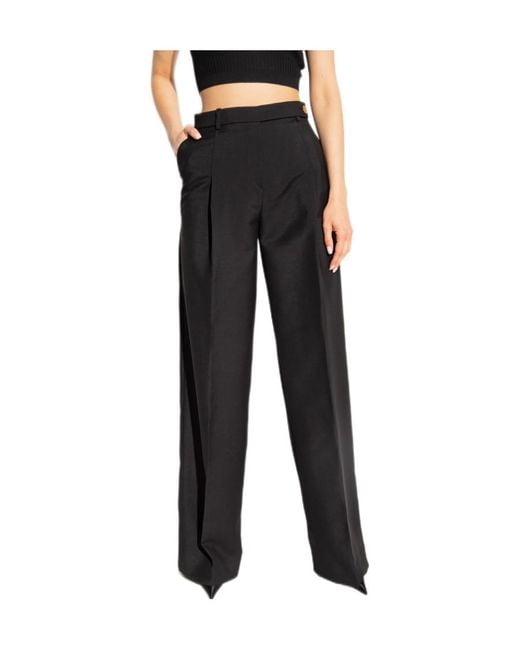 Versace Black Medusa Button High Waist Tailored Pants