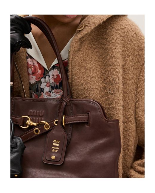 Miu Miu Brown Pile Hoodie Jacket