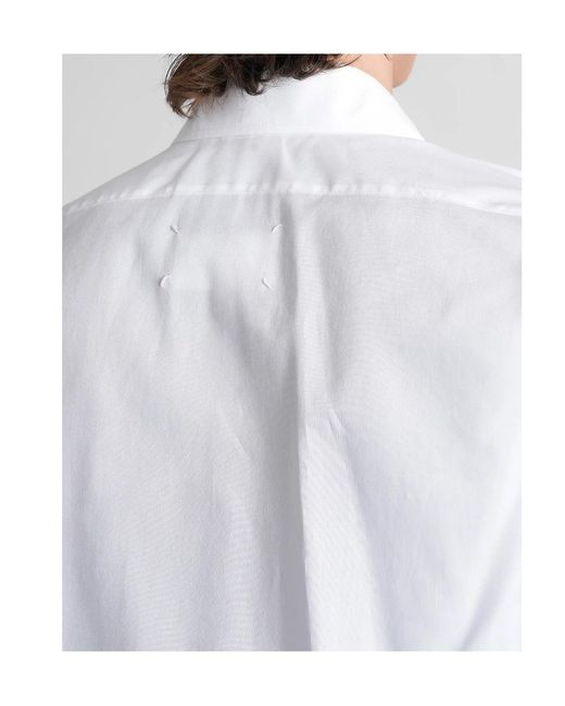 Maison Margiela White Curved-Hem Long Sleeved Shirt