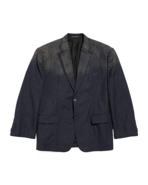 Balenciaga Blue Wool Faded Blazer for men