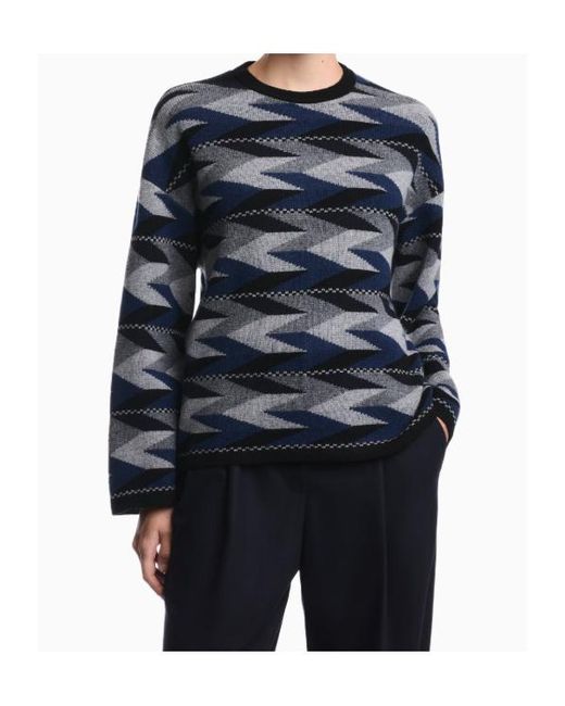 Emporio Armani Blue Long-Sleeved Crewneck Jumper