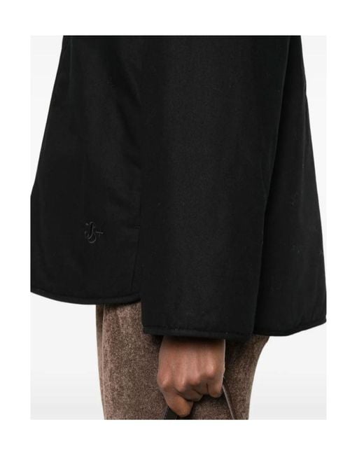 Jil Sander Black Zip-Front Quilted Coat