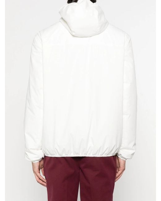 Brunello Cucinelli White Hooded Zip-Fastening Jacket for men