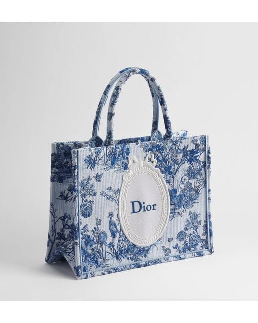 Dior Blue Iviera Medium Book Tote With Strap