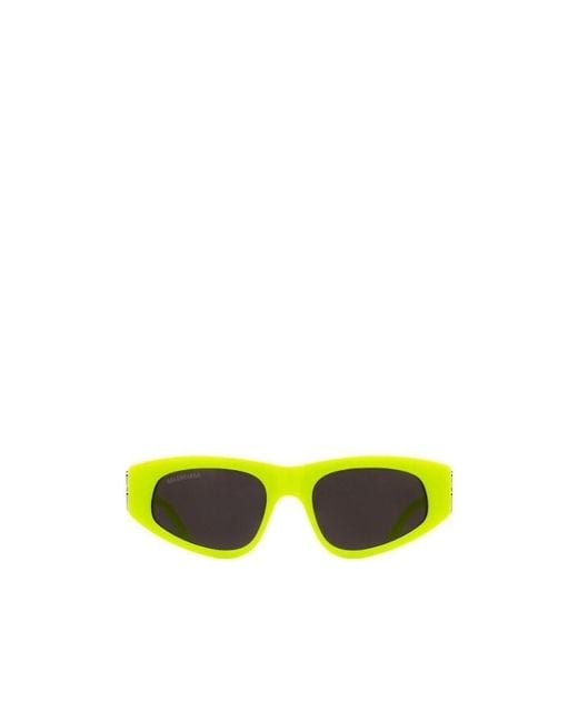 Balenciaga Yellow Eyewear Rectangular Frame Sunglasses