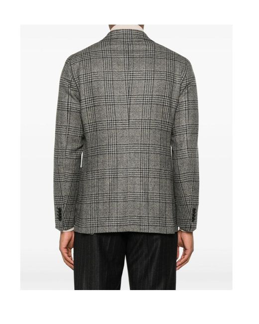 Tagliatore Gray Plaid Suit Jacket for men