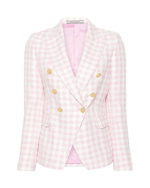 Tagliatore Pink J-Alycia Double-Breasted Checked Blazer
