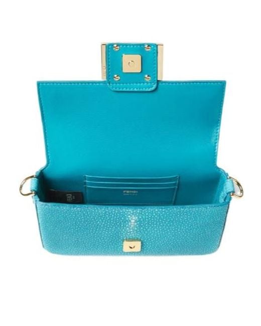 Fendi Blue Baguette Mini Stingray Leather Bag