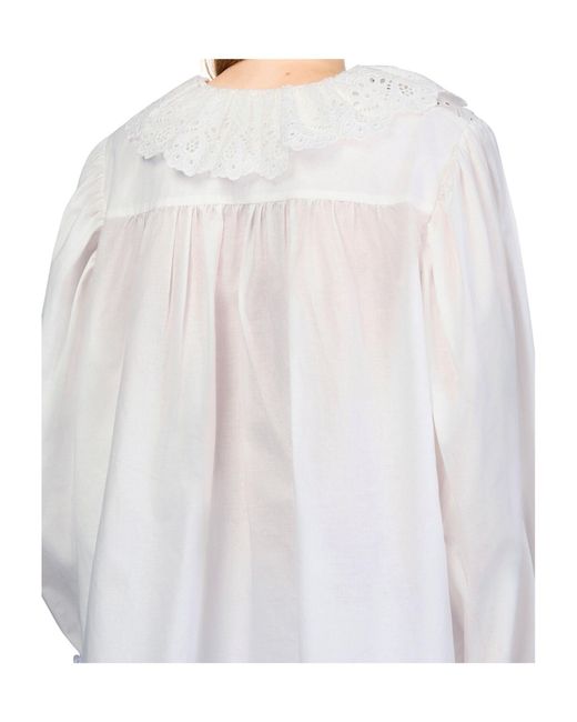 Chloé White V-Neck Long-Sleeved Shirt