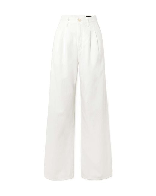 Goldsign White High-Waisted Wide-Leg Jeans