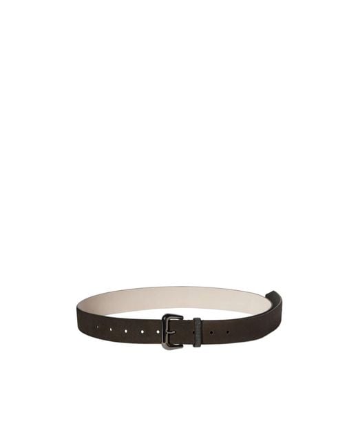 Brunello Cucinelli White Suede Belt With Shiny Loop