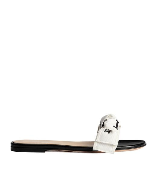 Dior White Round-Toe Flat Sandals