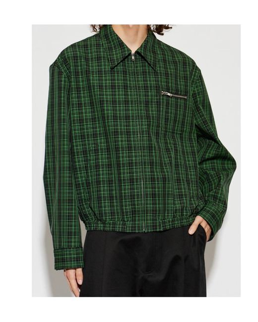 Marni Green Long-Sleeved Plaid Jacket for men